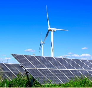 Solpaneler och vindturbiner