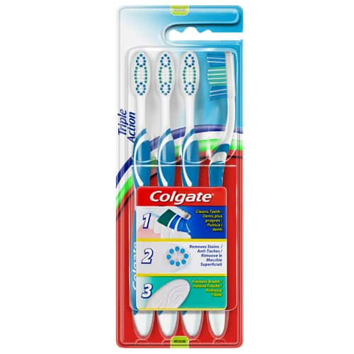 Colgate<sup>®</sup> Triple Action 4-pack Tandborste